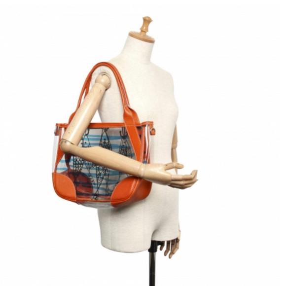 PRADA orange /clear top handle bag with original strap - Picture 2 of 9